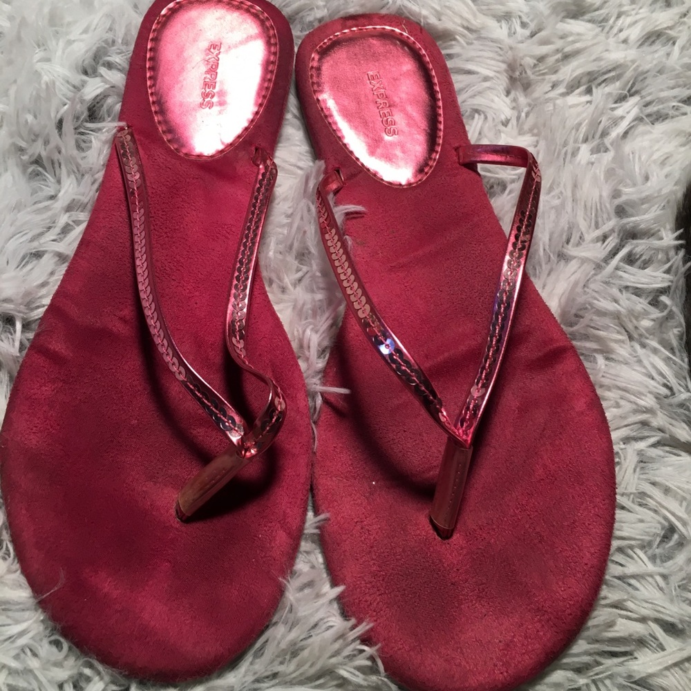 Express Pink Sequins Flip Flops Size Women’s 10